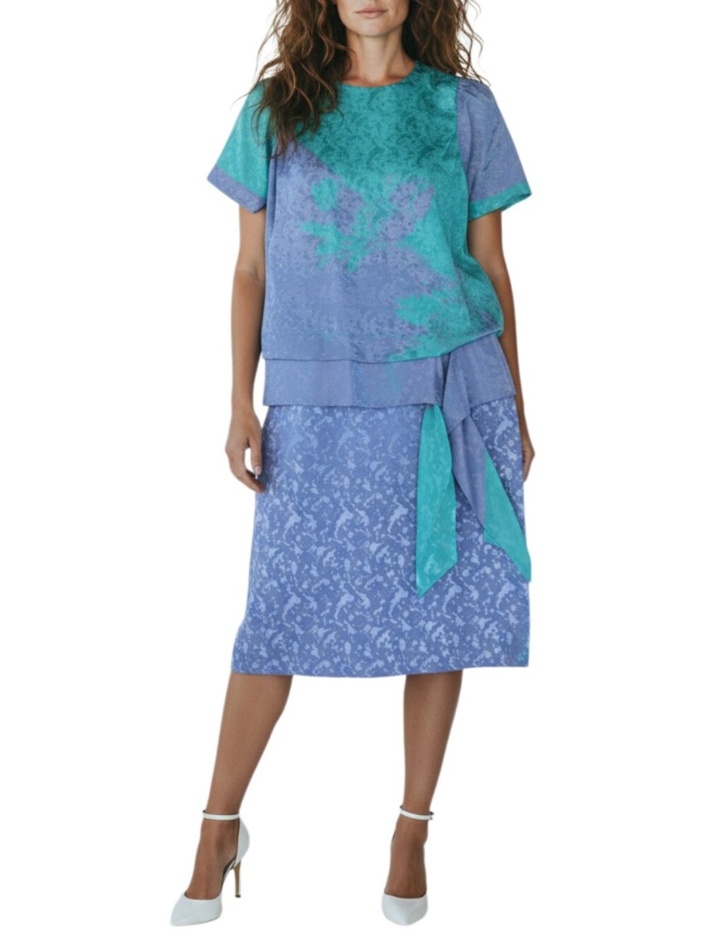 Vintage 80's Blouson Party Dress Size Small Teal Purple Cottagecore Grandmacore